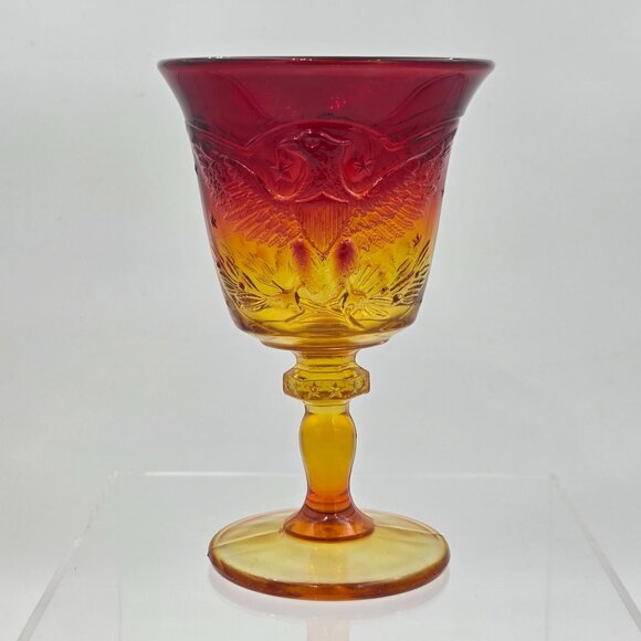 L. E. Smith Glass Amberina American Eagle Goblet 6½″ Wine Glass Mid-Century - Picture 2 of 7